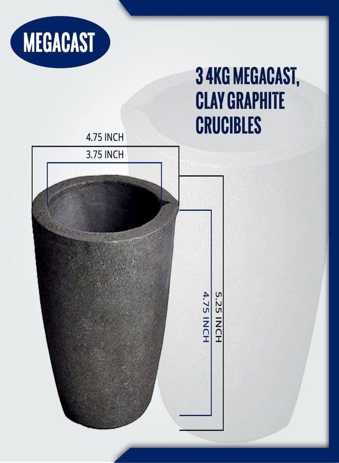 MegaCast #3 6KG Metal Cap. MegaCast™, Foundry Clay Graphite Crucibles Black Cup Furnace Torch Melting Casting Refining Gold Silver Copper Brass Aluminum - Image 2